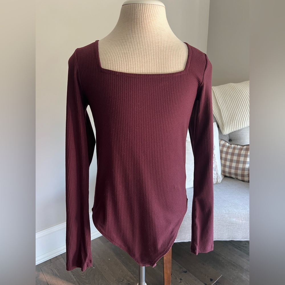 Old Navy Maroon Ribbed Bodysuit